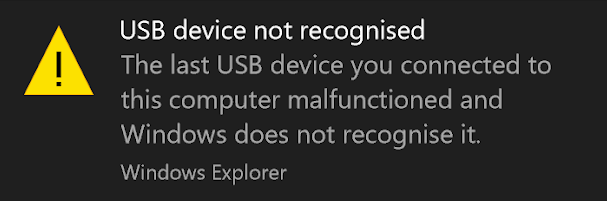 usb bị lỗi usb device not recognized