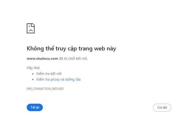 studocu bị lỗi từ chối kết nối